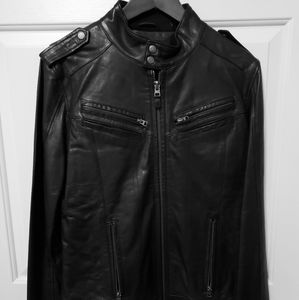 Brand New Genuine Black Leather Moto Jacket